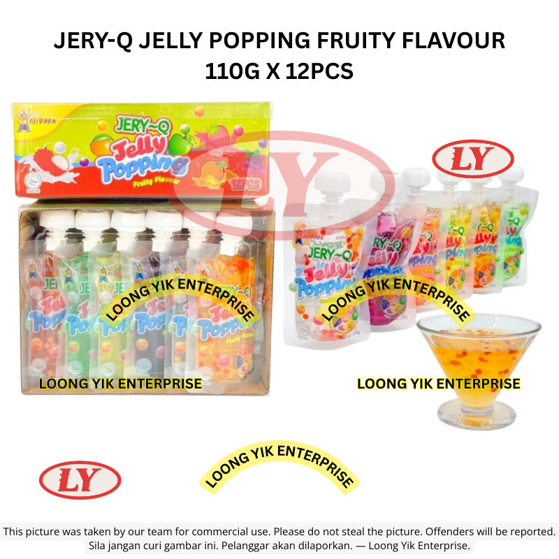 *Halal* JERY-Q Jelly Popping Fruity Flavour 110g x 12pcs Gummy Jelly Candy Loongyik99