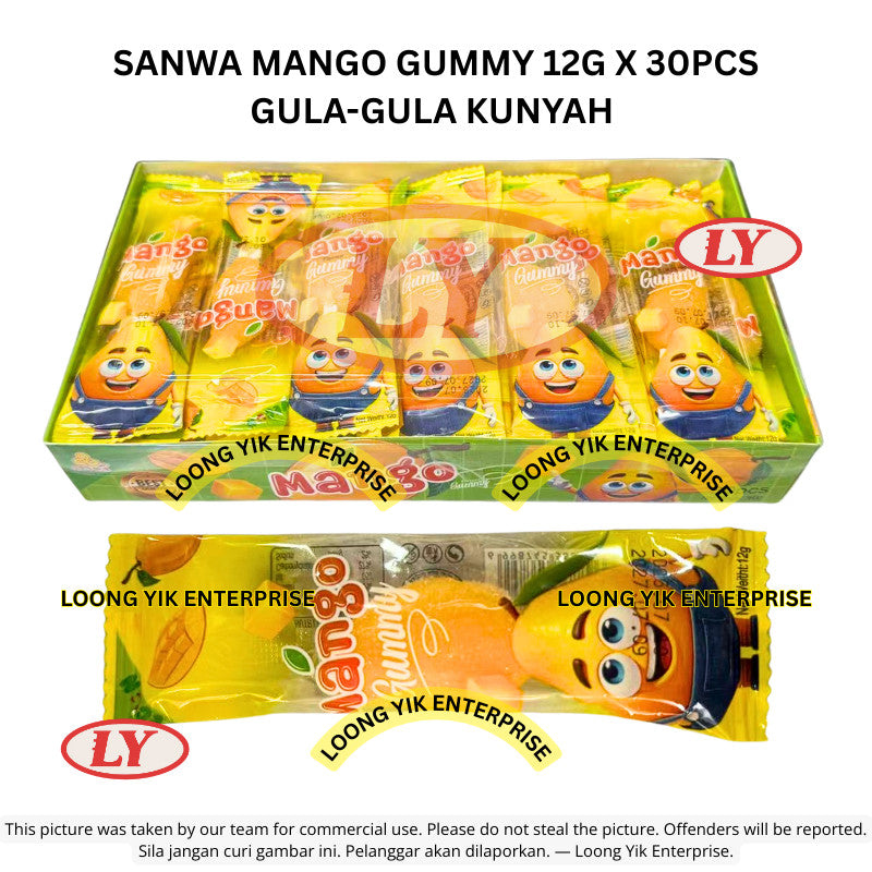 *Halal* SANWA Mango Gummy 12g x 30pcs Gula-Gula Kunyah Loongyik99
