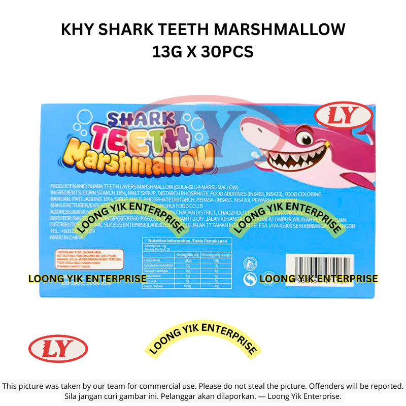 *Halal* KHY Shark Teeth Marshmallow 13g x 30pcs Gula-gula Marshmallow Gigi Jerung Loongyik99