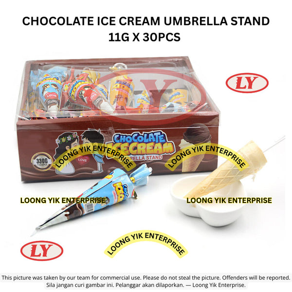 *Halal* Chocolate Ice Cream Umbrella Stand 11g x 30pcs Coklat Aiskrim Payung Loongyik99
