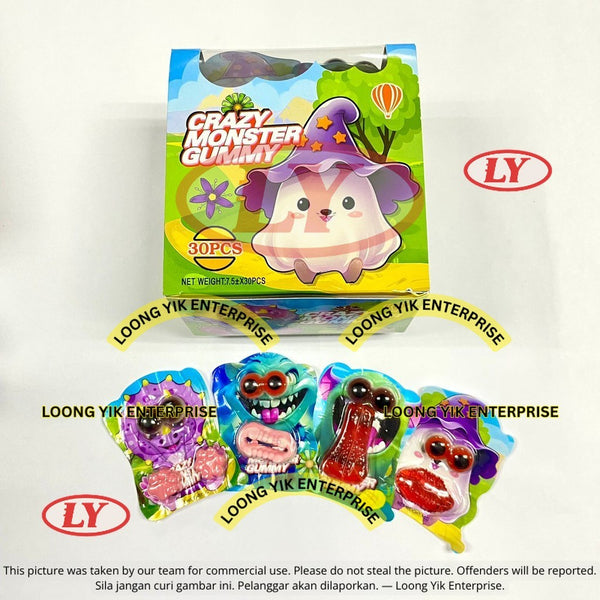 *Halal* 30PCS CRAZY MONSTER GUMMY/ GULA-GULA KUNYAH PERISA BUAH-BUAHAN  (7.5g x 30pcs) Halloween