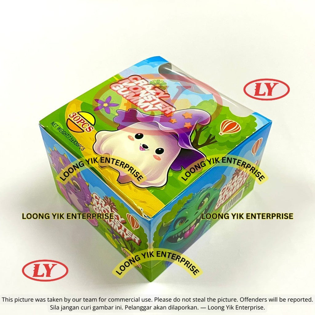 *Halal* 30PCS CRAZY MONSTER GUMMY/ GULA-GULA KUNYAH PERISA BUAH-BUAHAN  (7.5g x 30pcs) Halloween