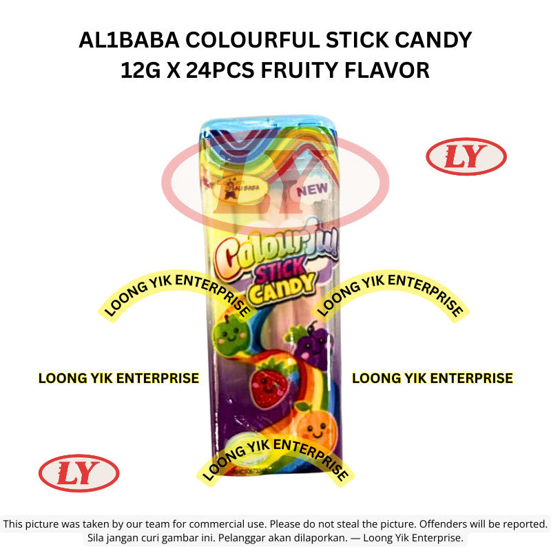 *Halal* AL1BABA Colourful Stick Candy 12g x 24pcs Fruity Flavor Loongyik99