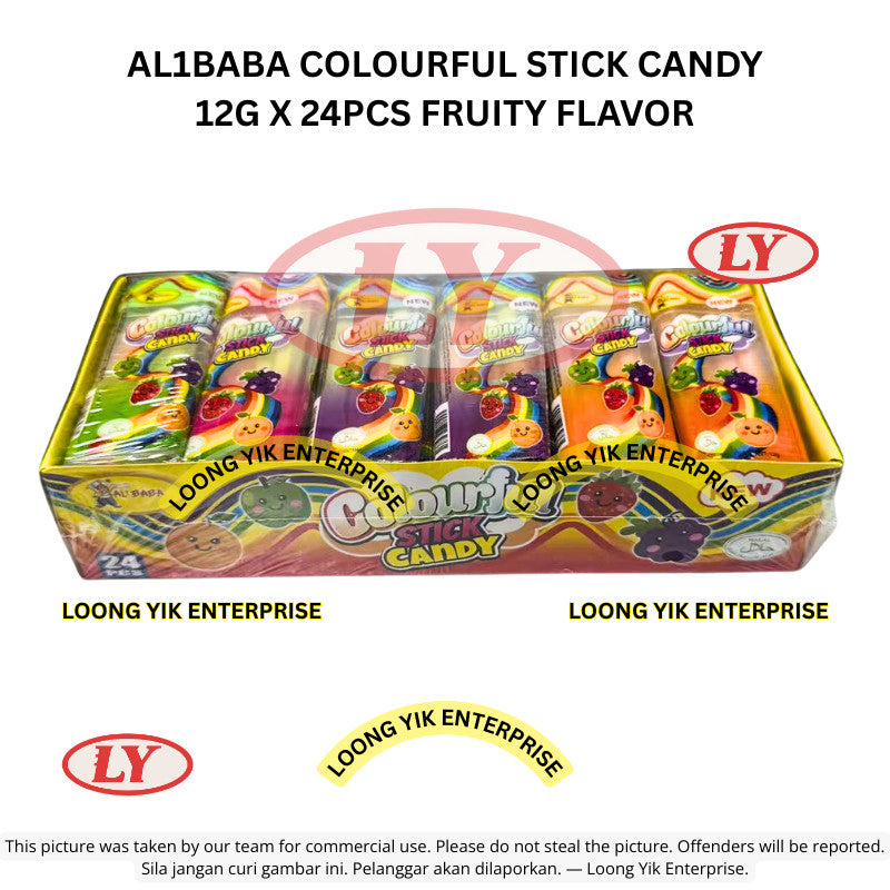 *Halal* AL1BABA Colourful Stick Candy 12g x 24pcs Fruity Flavor Loongyik99